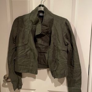 Athleta dark green linen jacket